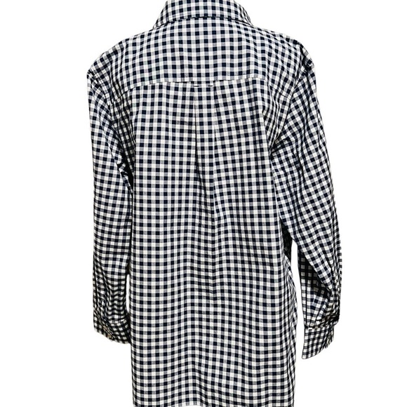 TALBOTS PLUS WOMENS NAVY & WHITE CHECKERED LONG SLEEVE BUTTONED DOWN SHIRT SZ 2X - Picture 3 of 9